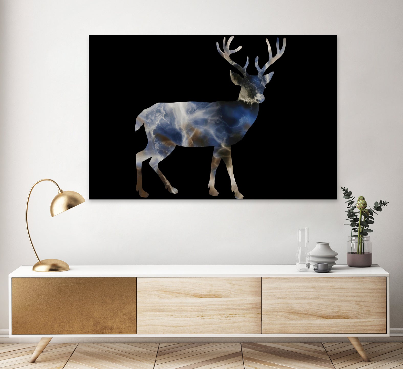 Marble Deer by Gamze Genc Celik on GIANT ART - blue vector illustration