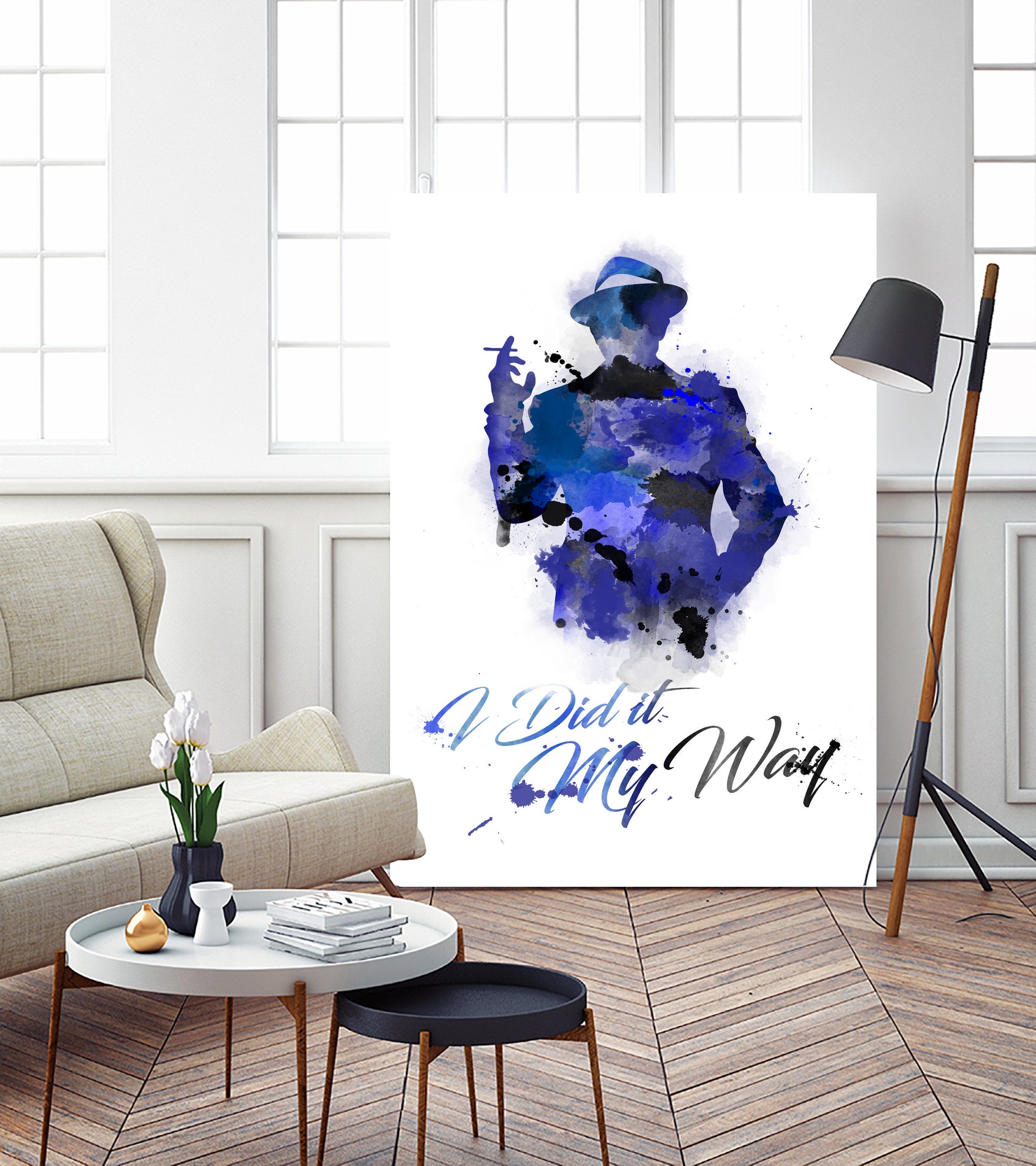 Frank Sinatra Watercolor by Anthony Melice on GIANT ART - blue digital painting