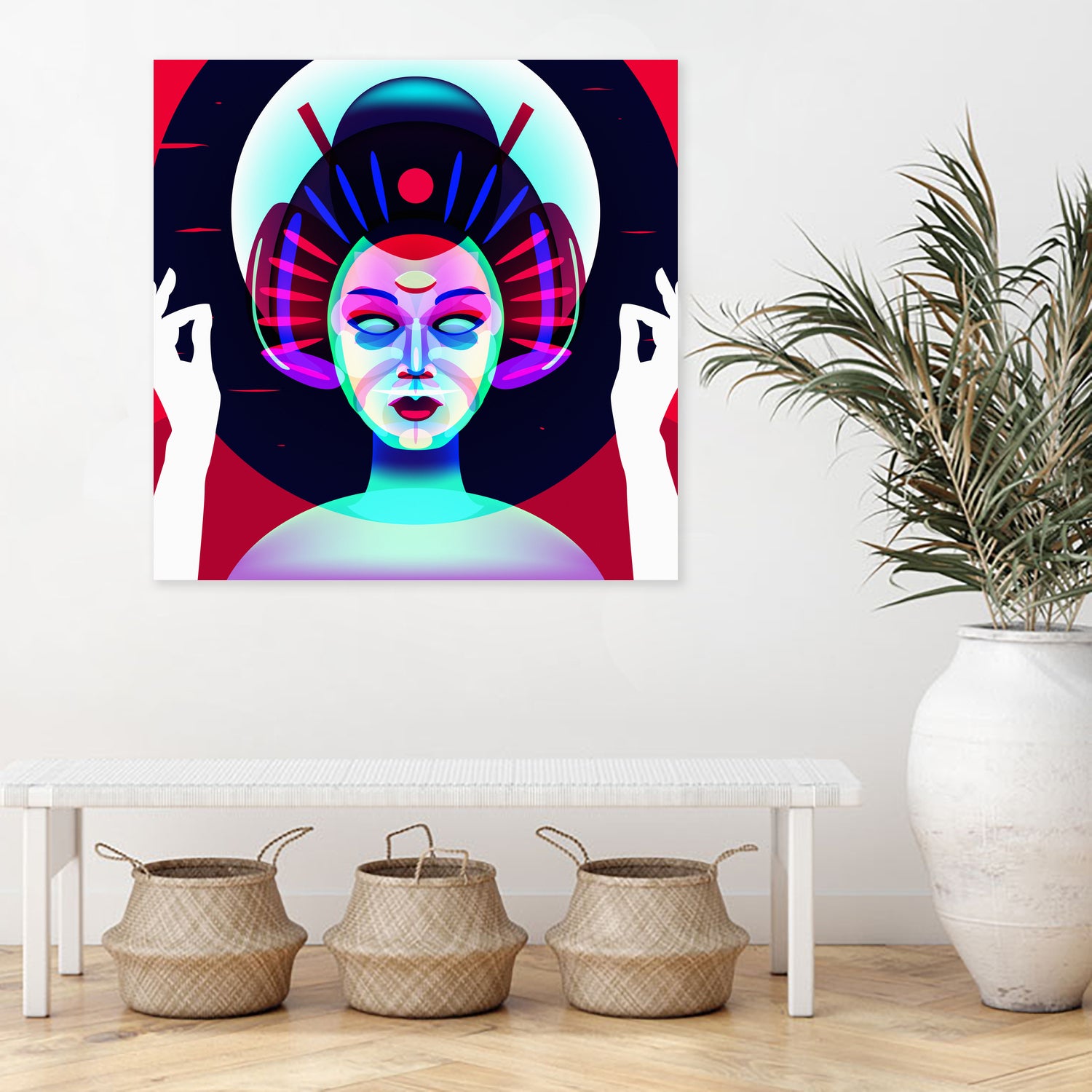 cybergeisha by Ilya Shapko on GIANT ART - fuchsia vector illustration