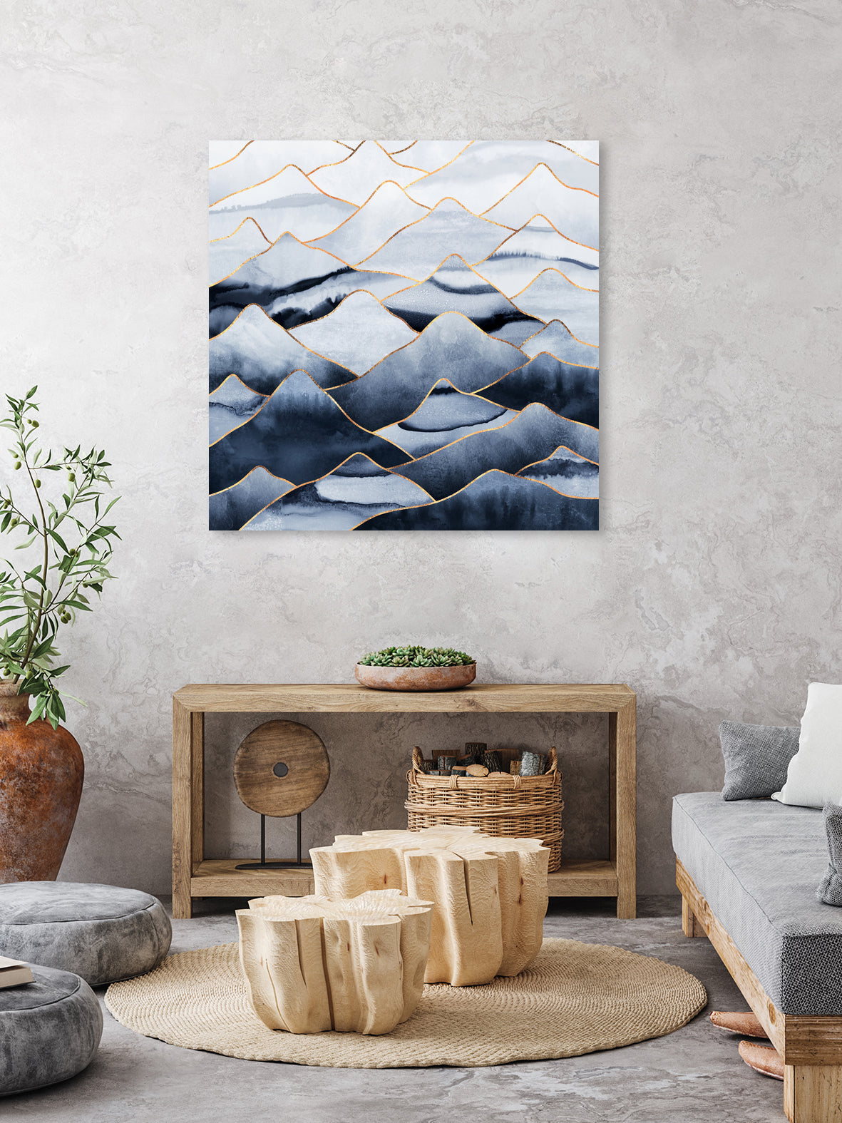 Mountains by Elisabeth Fredriksson on GIANT ART - blue digital drawing