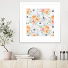 Beautiful pale flowers patter on marble by Neli Dimitrova on GIANT ART - white photo manipulation