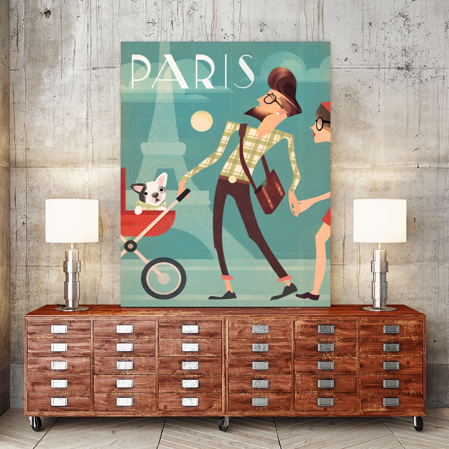 Paris Vintage Travel by Martin Wickstrom on GIANT ART - blue digital painting