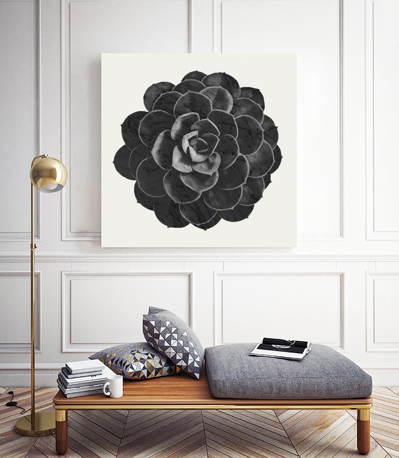 Black Marble Succulent Plant by amini 54 on GIANT ART - black digital painting