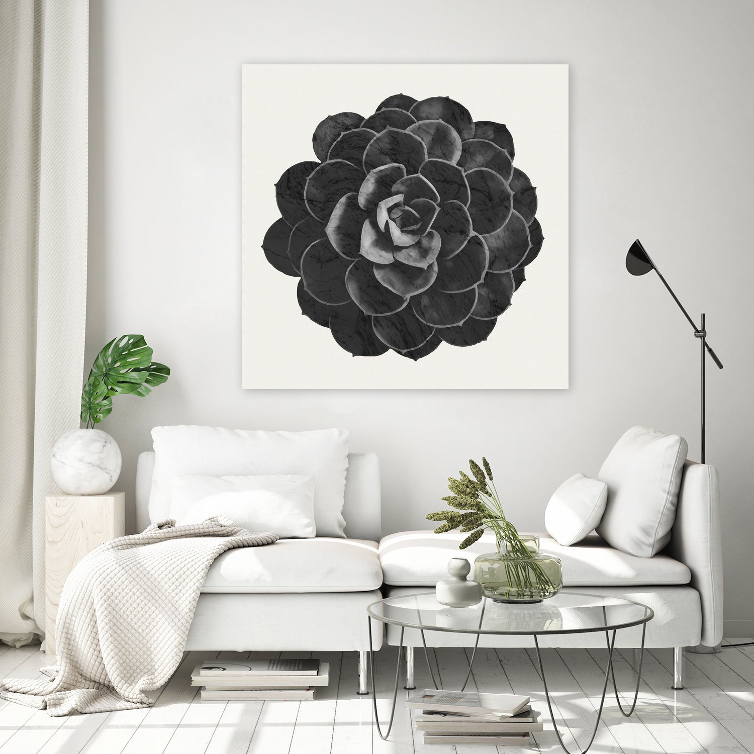 Black Marble Succulent Plant by amini 54 on GIANT ART - black digital painting
