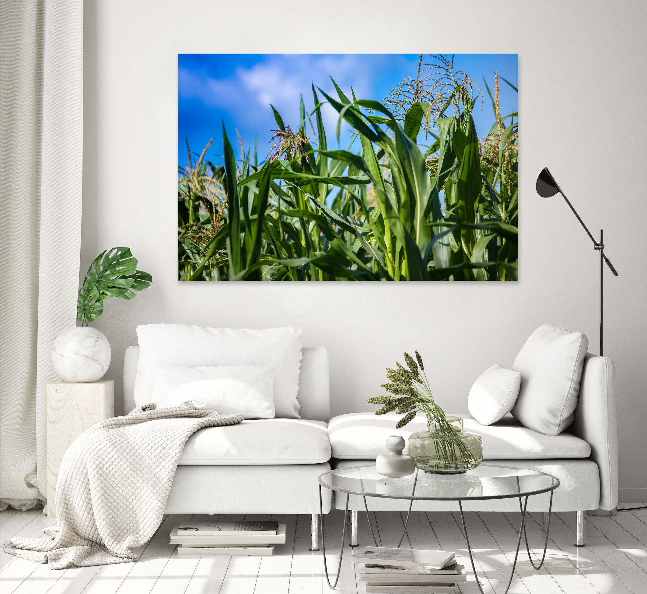 Corn Field Blue Sky Close-up by Anna Matveeva on GIANT ART - green photo illustration