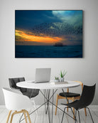 Starling Sunset by Chris Lord on GIANT ART - blue photo illustration