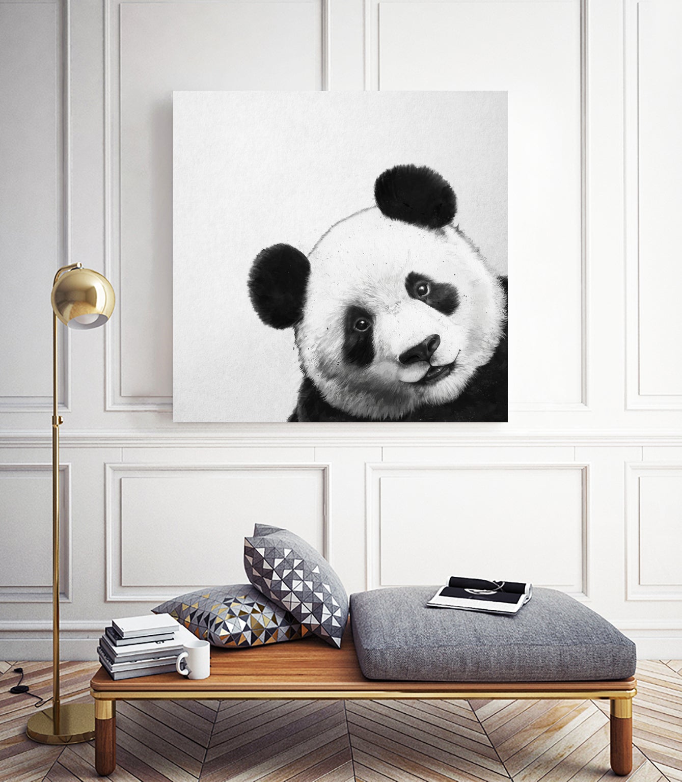 Peekaboo Panda by Laura Graves on GIANT ART - black digital painting