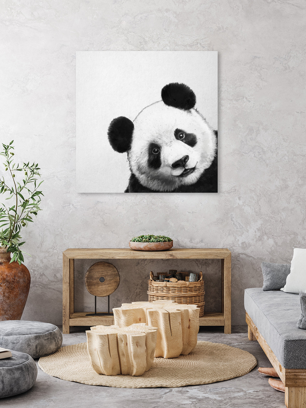 Peekaboo Panda by Laura Graves on GIANT ART - black digital painting
