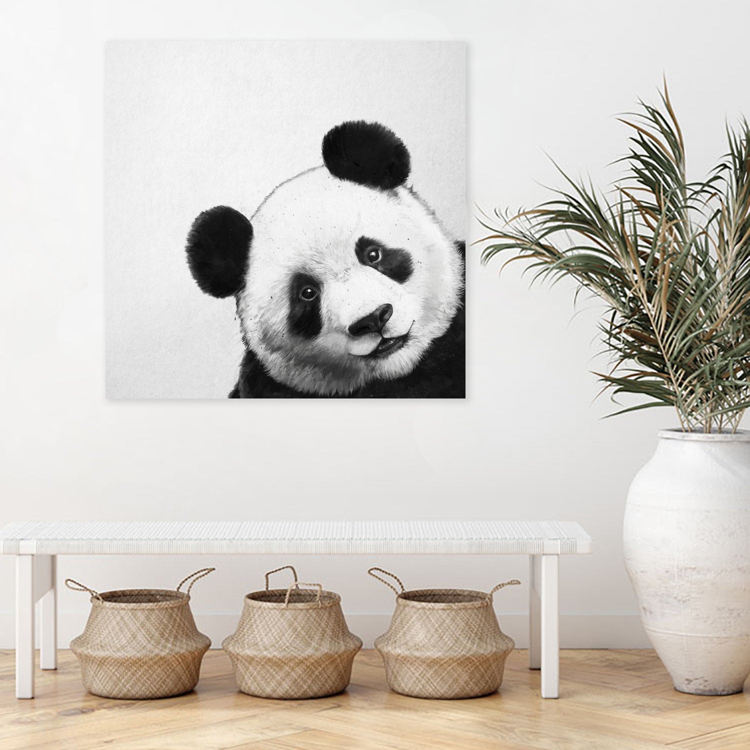 Peekaboo Panda by Laura Graves on GIANT ART - black digital painting