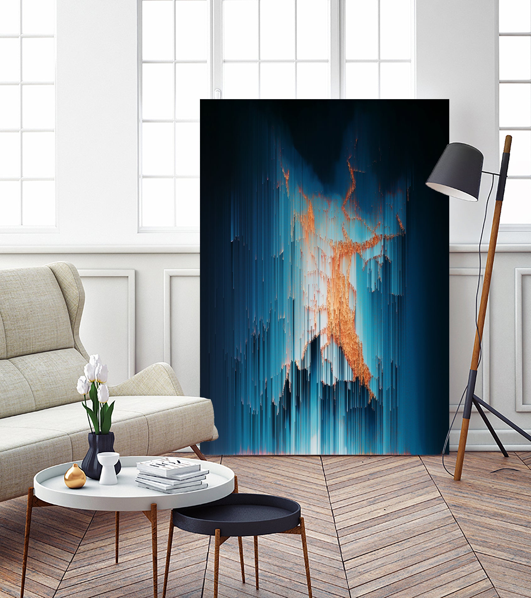 Glitch in the Dark - Abstract Pixel Art by Jennifer Walsh on GIANT ART - blue vector illustration