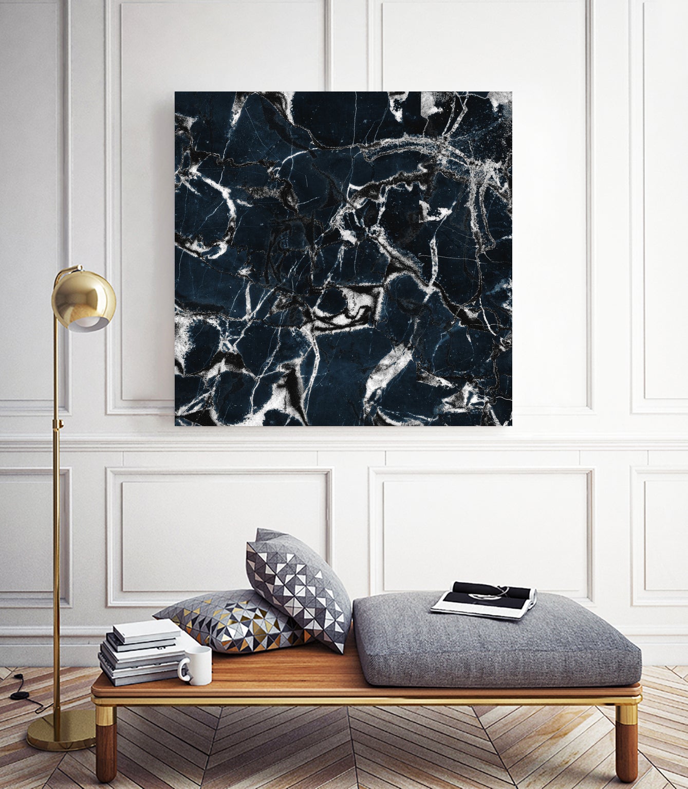 dark marble blue & black by Dirk Wüstenhagen on GIANT ART - black mixed media