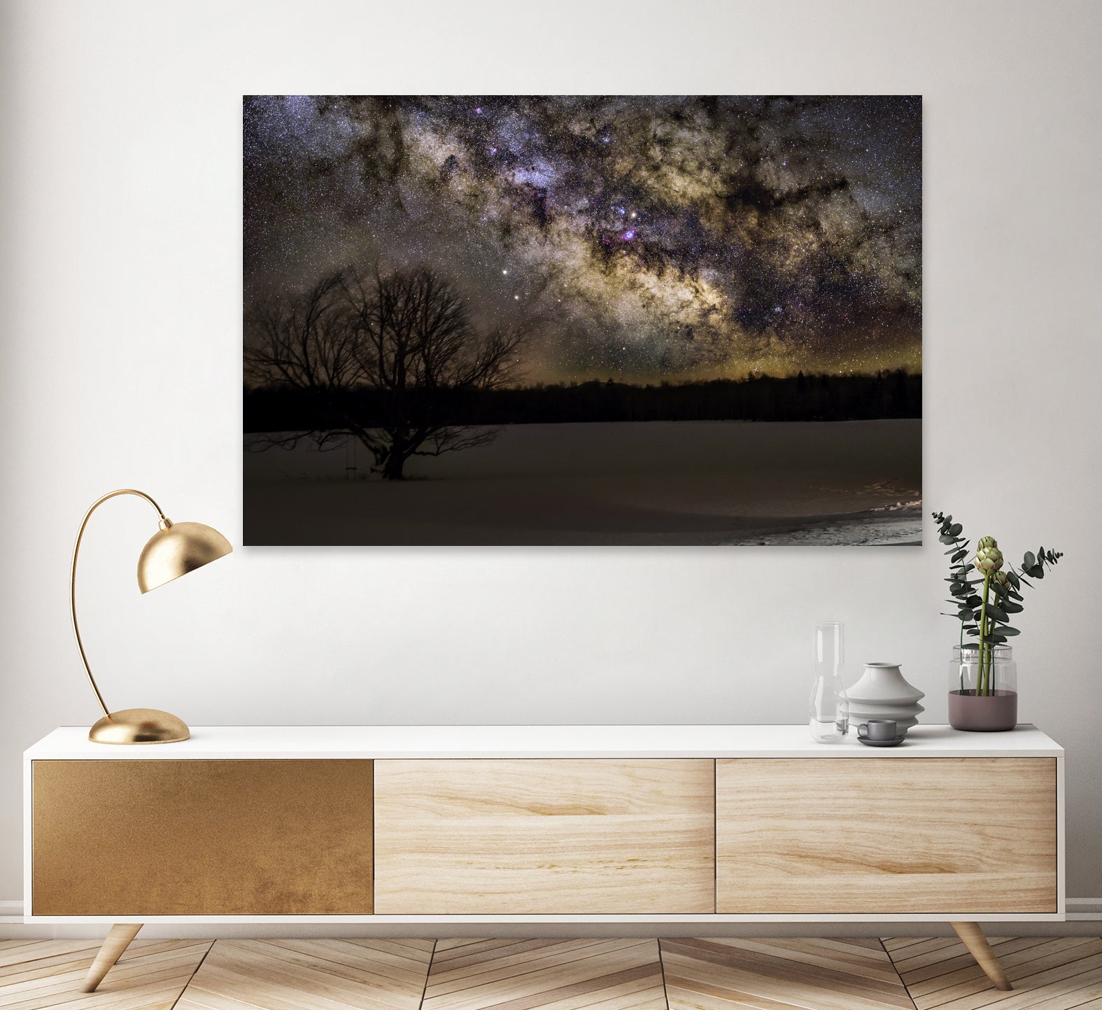 Milky way and Lone Tree by Lorenzo Bustillo on GIANT ART - gray photo illustration