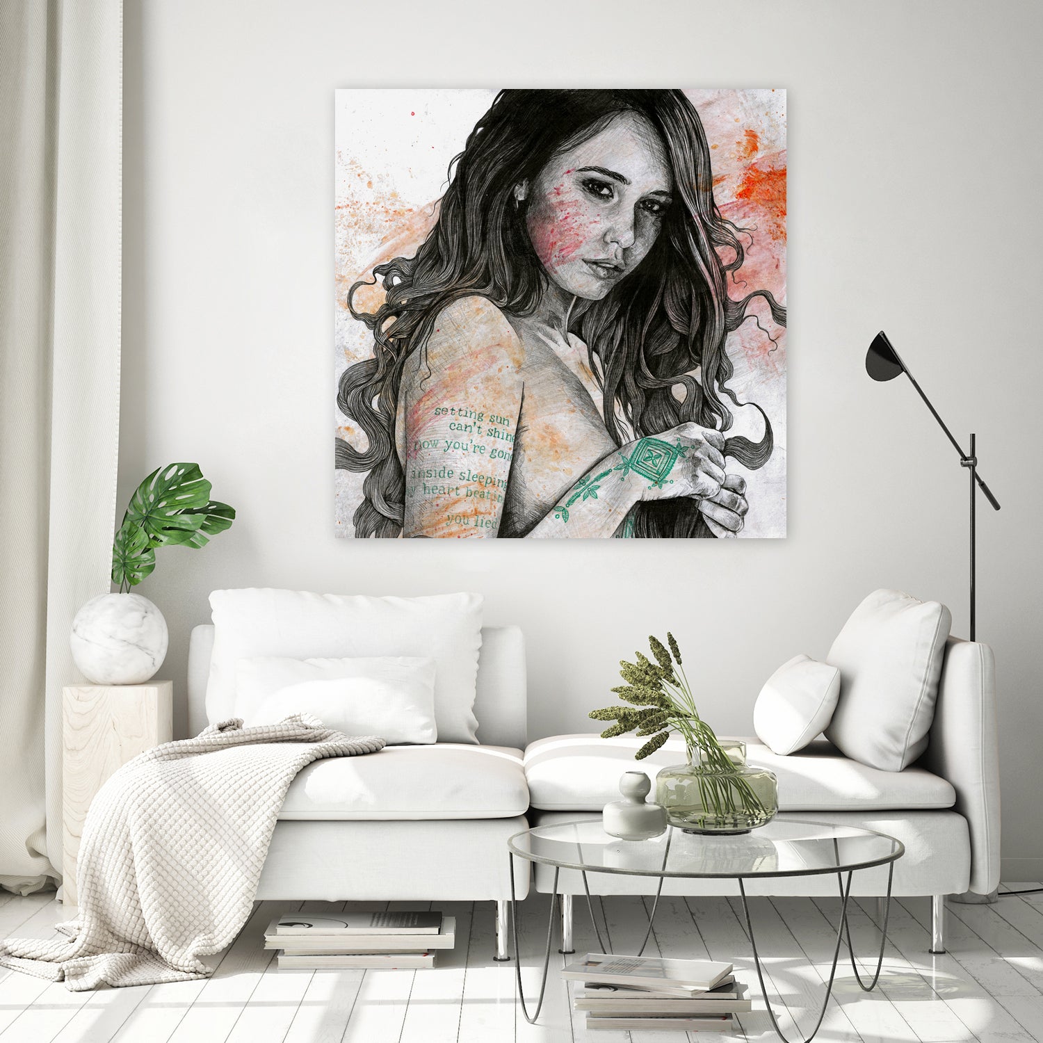 You Lied (nude girl with mandala tattoos) by Marco Paludet on GIANT ART - orange mixed media