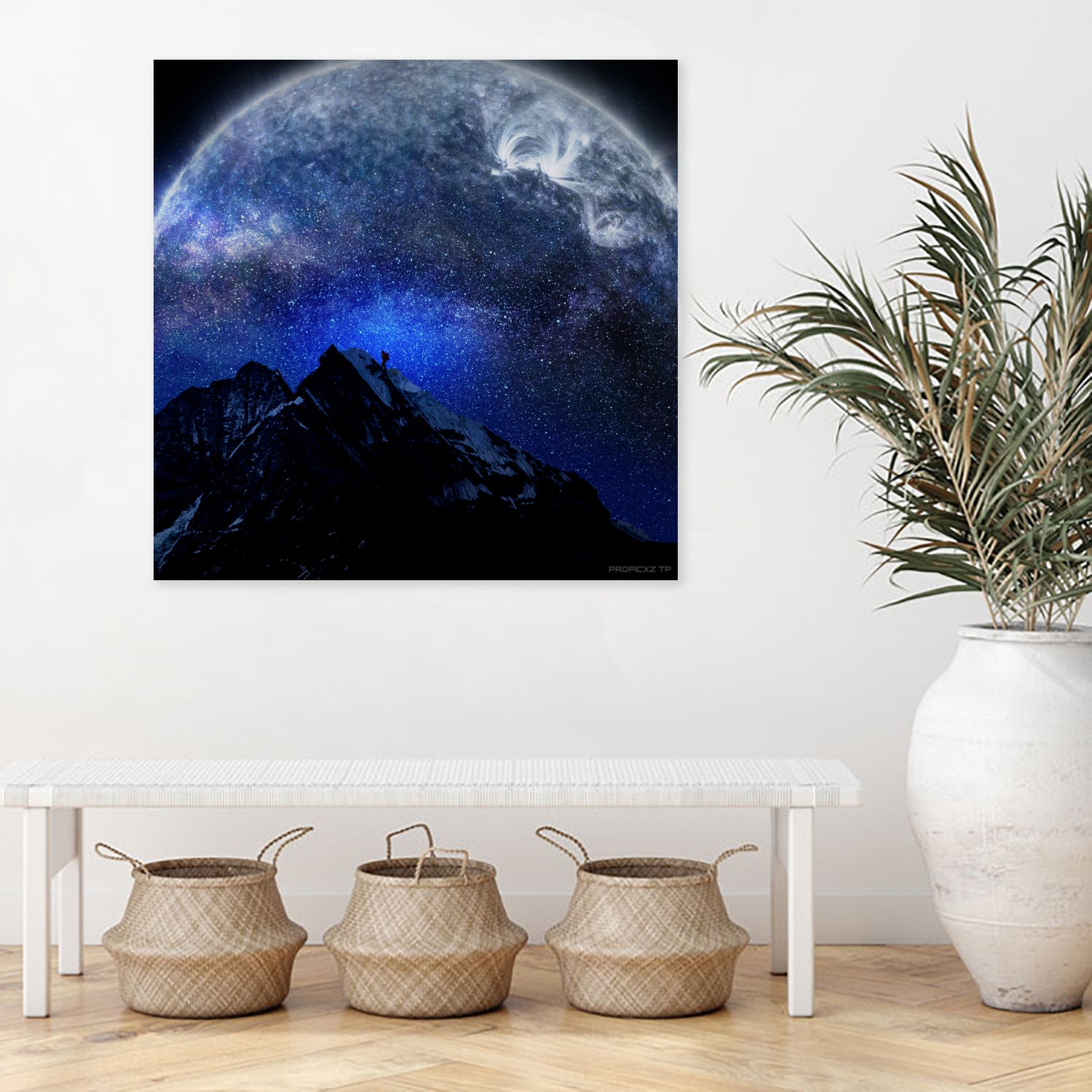 Man Hiking Night Sky A Visual Art by Rushikesh Jadhav on GIANT ART - blue digital drawing