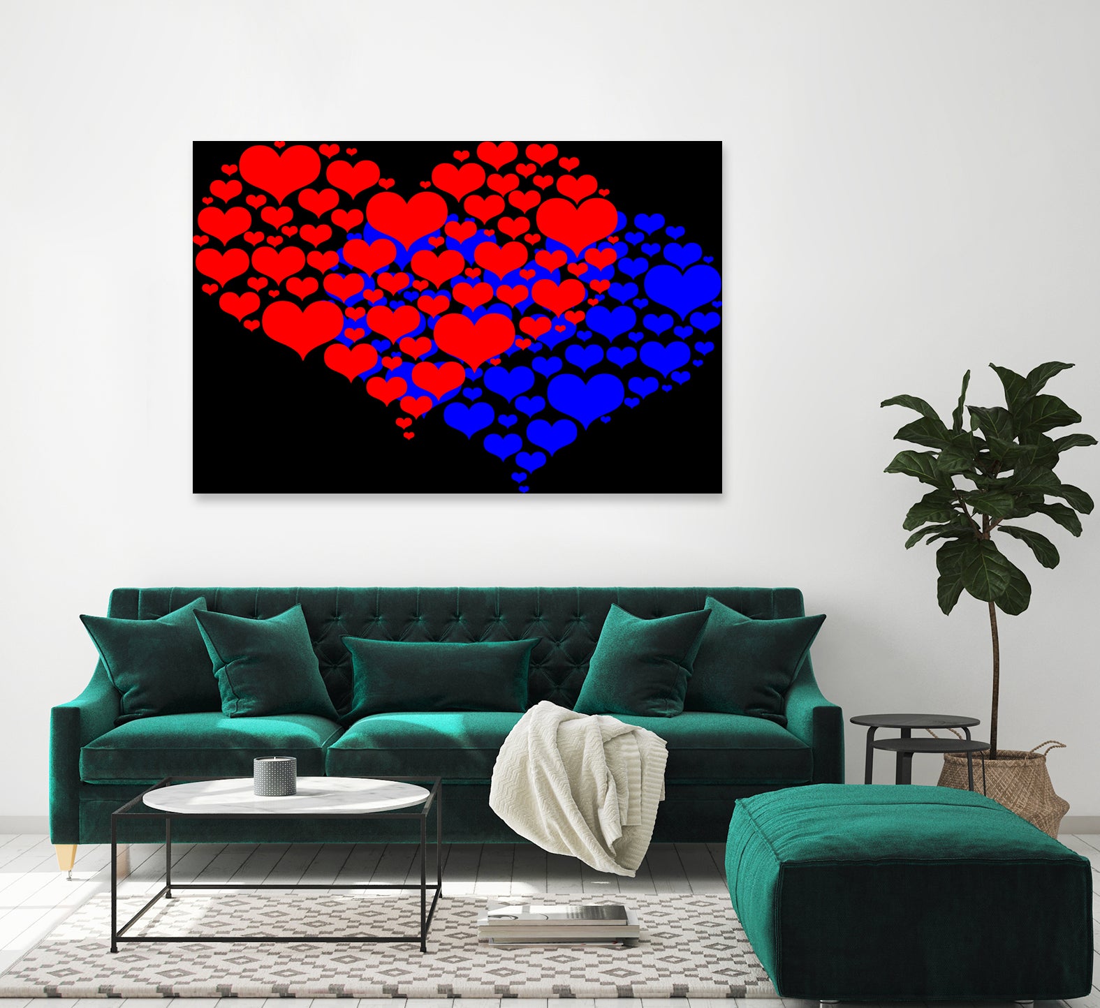 Two hearts blue and red by Daniel Danco on GIANT ART - red vector illustration