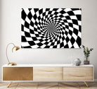 Optical illusion - chessboard swirl, by Daniel Danco on GIANT ART - black vector illustration