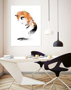 Red Fox jumping into Snow by Antonio Camarena on GIANT ART - white digital painting