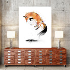 Red Fox jumping into Snow by Antonio Camarena on GIANT ART - white digital painting