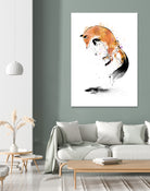Red Fox jumping into Snow by Antonio Camarena on GIANT ART - white digital painting