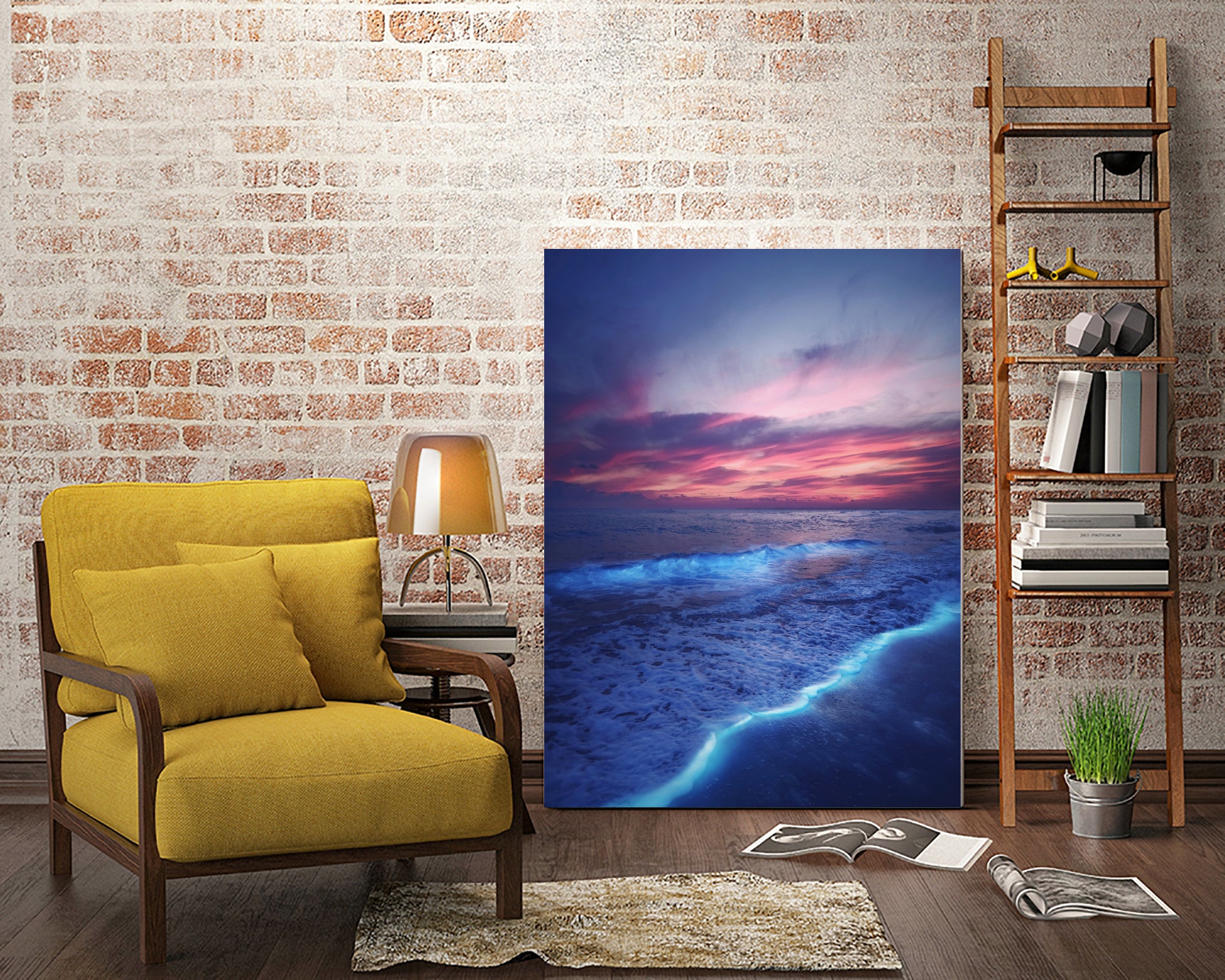 Starry waves by Hussam Eissa on GIANT ART - pink digital painting