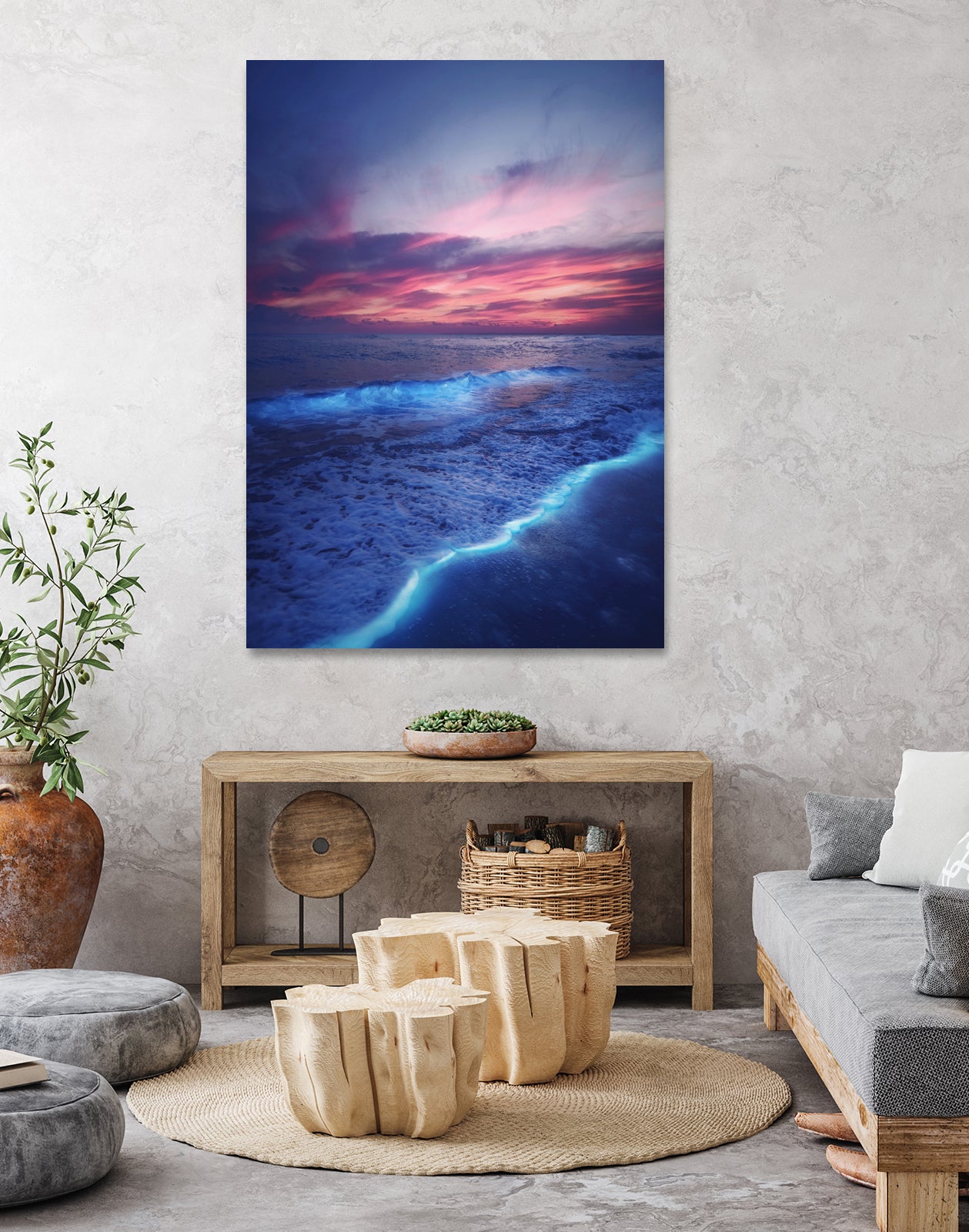 Starry waves by Hussam Eissa on GIANT ART - pink digital painting