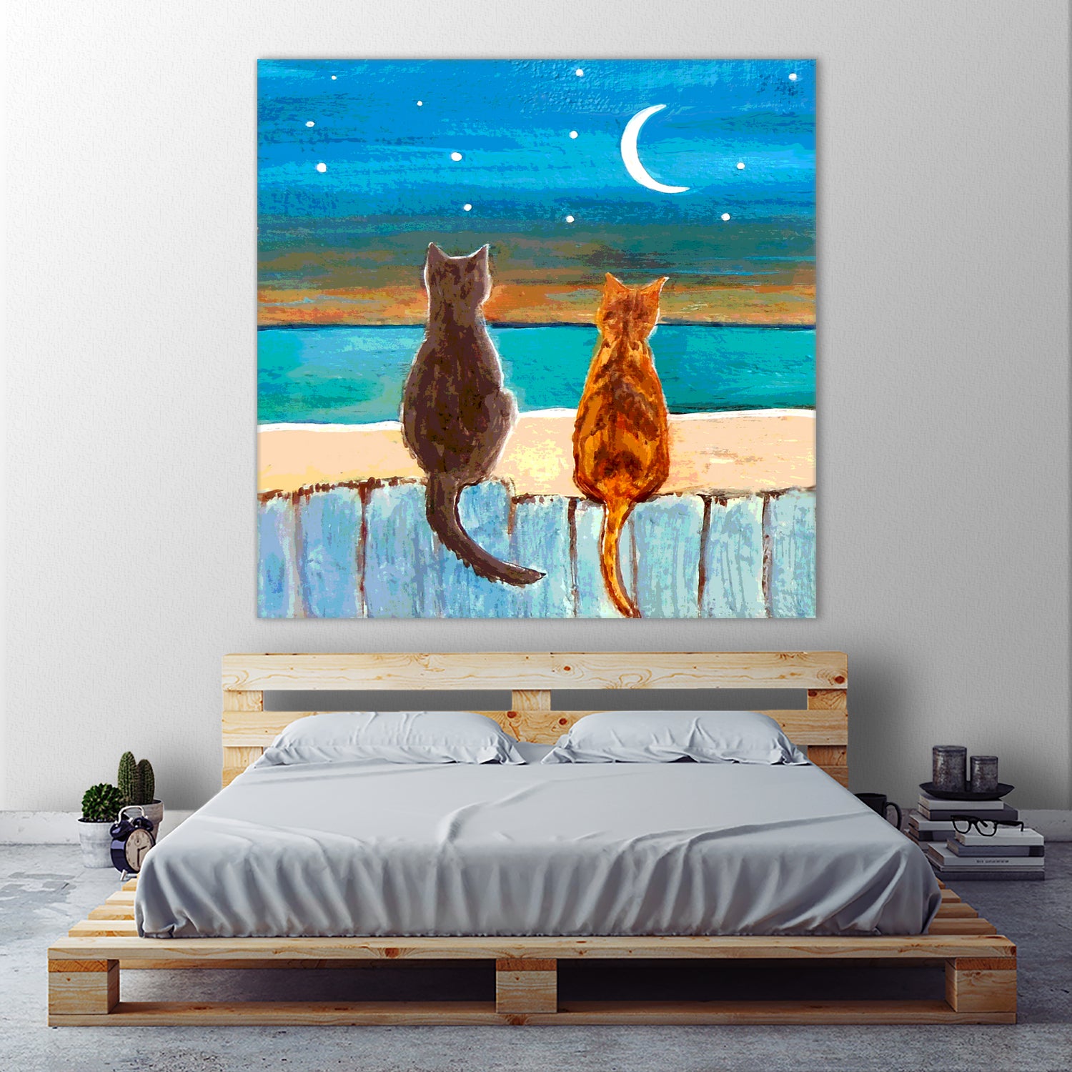 Cats on A Fence by Paintings by gretzky on GIANT ART - blue mixed media