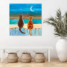 Cats on A Fence by Paintings by gretzky on GIANT ART - blue mixed media