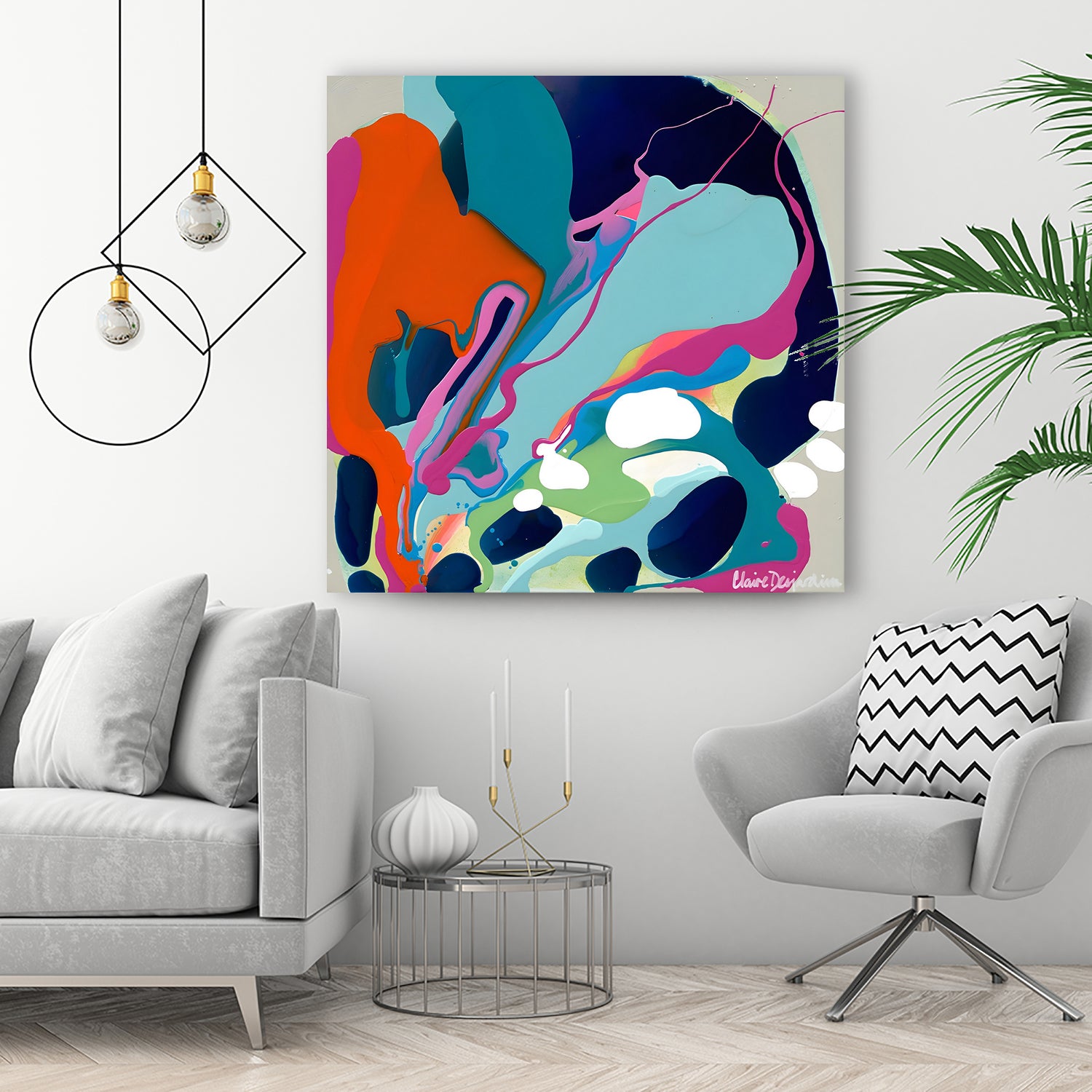 I-Would-Gladly-Listen by Clarie Desjardins on GIANT ART - red abstract framed canvas