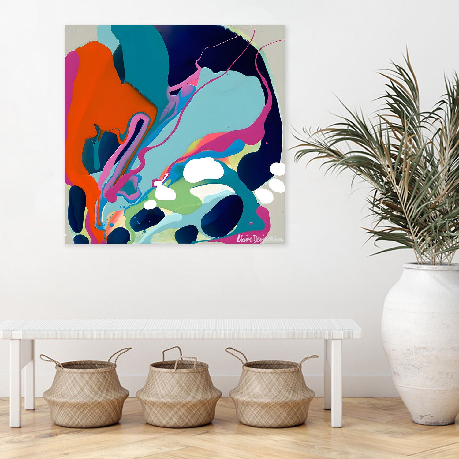 I-Would-Gladly-Listen by Clarie Desjardins on GIANT ART - red abstract framed canvas