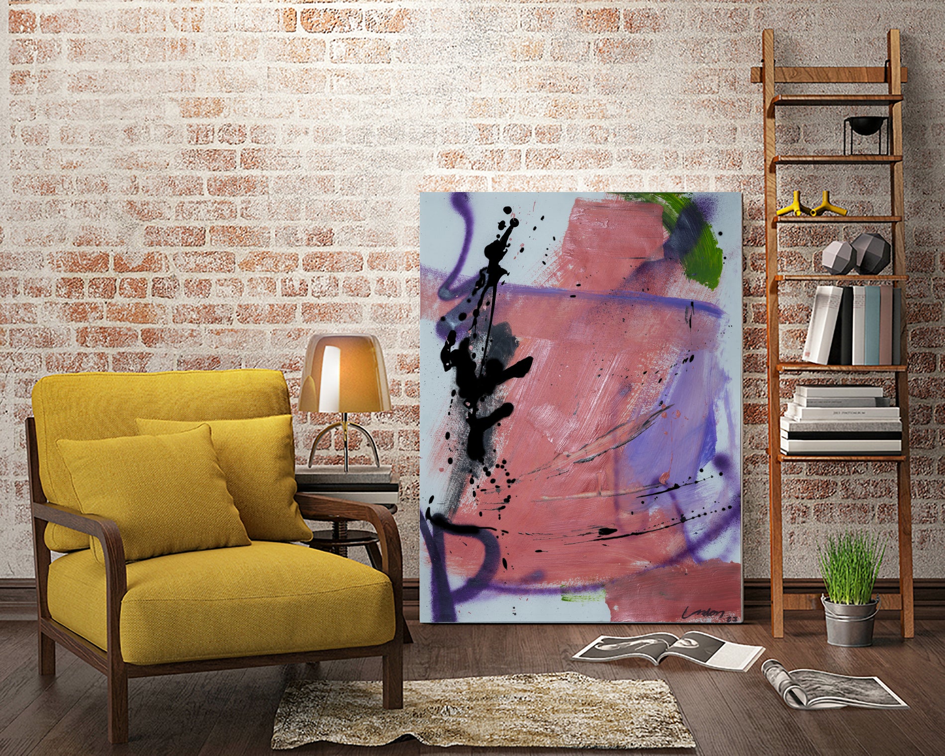Pink Rage No 3 by Janet London on GIANT ART - coral pink abstract