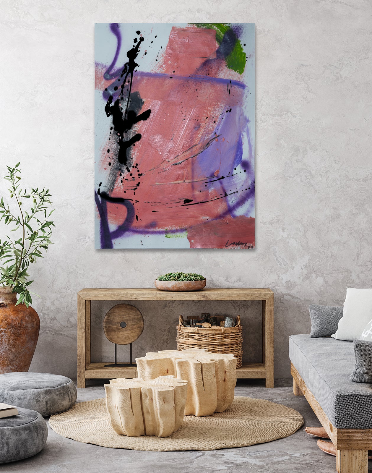 Pink Rage No 3 by Janet London on GIANT ART - coral pink abstract