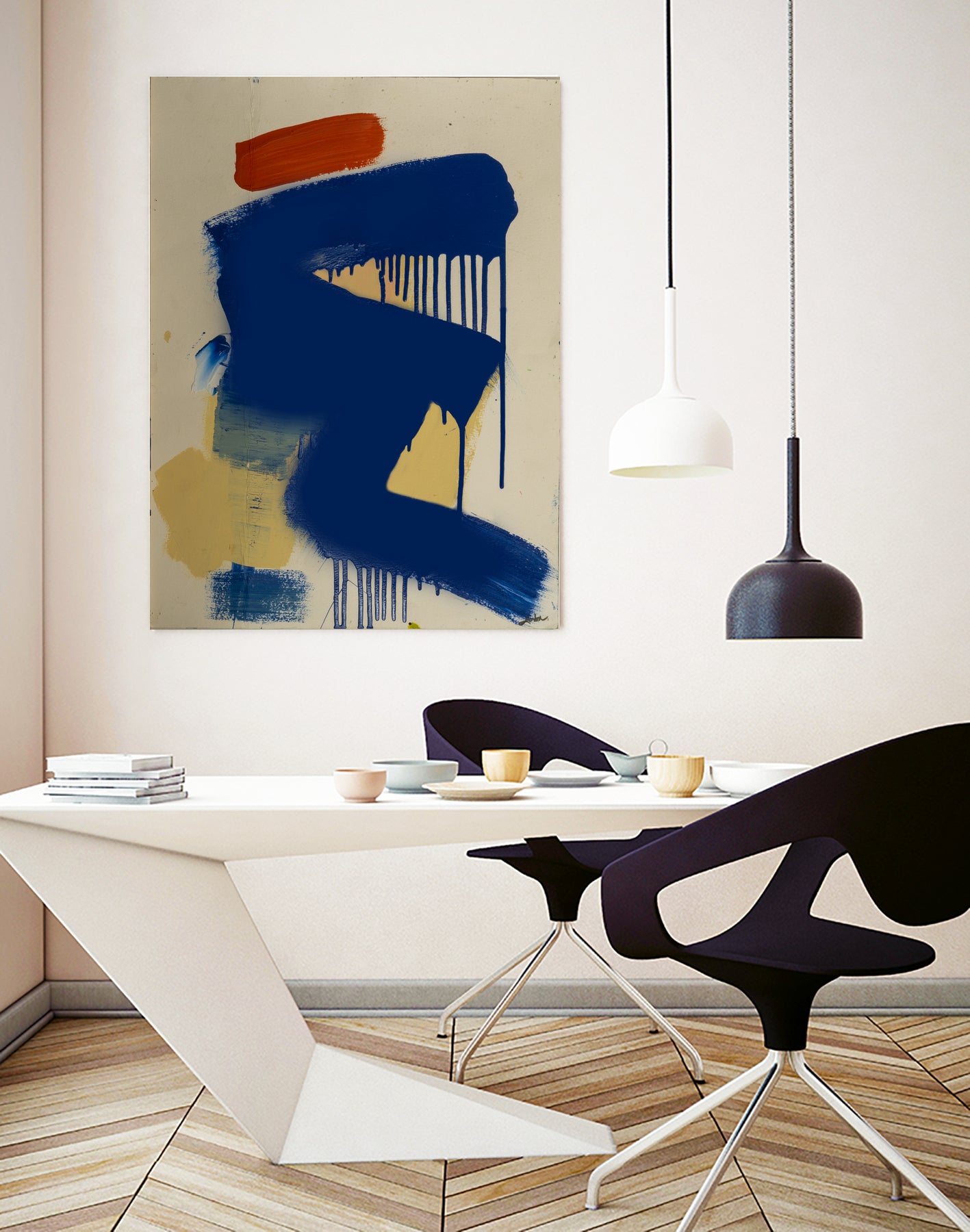 Blue and Orange No 1 by Janet London on GIANT ART - blue abstract