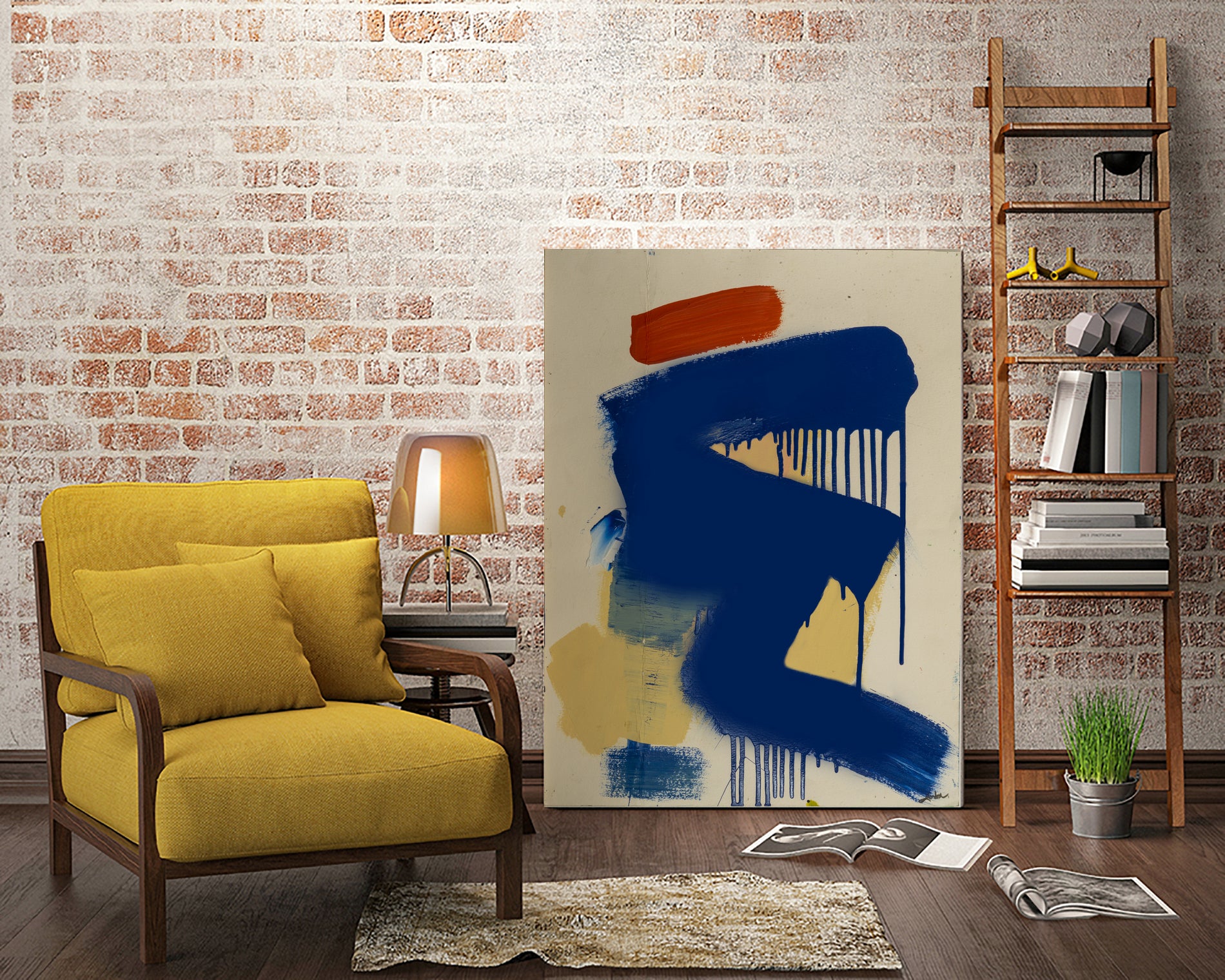 Blue and Orange No 1 by Janet London on GIANT ART - blue abstract