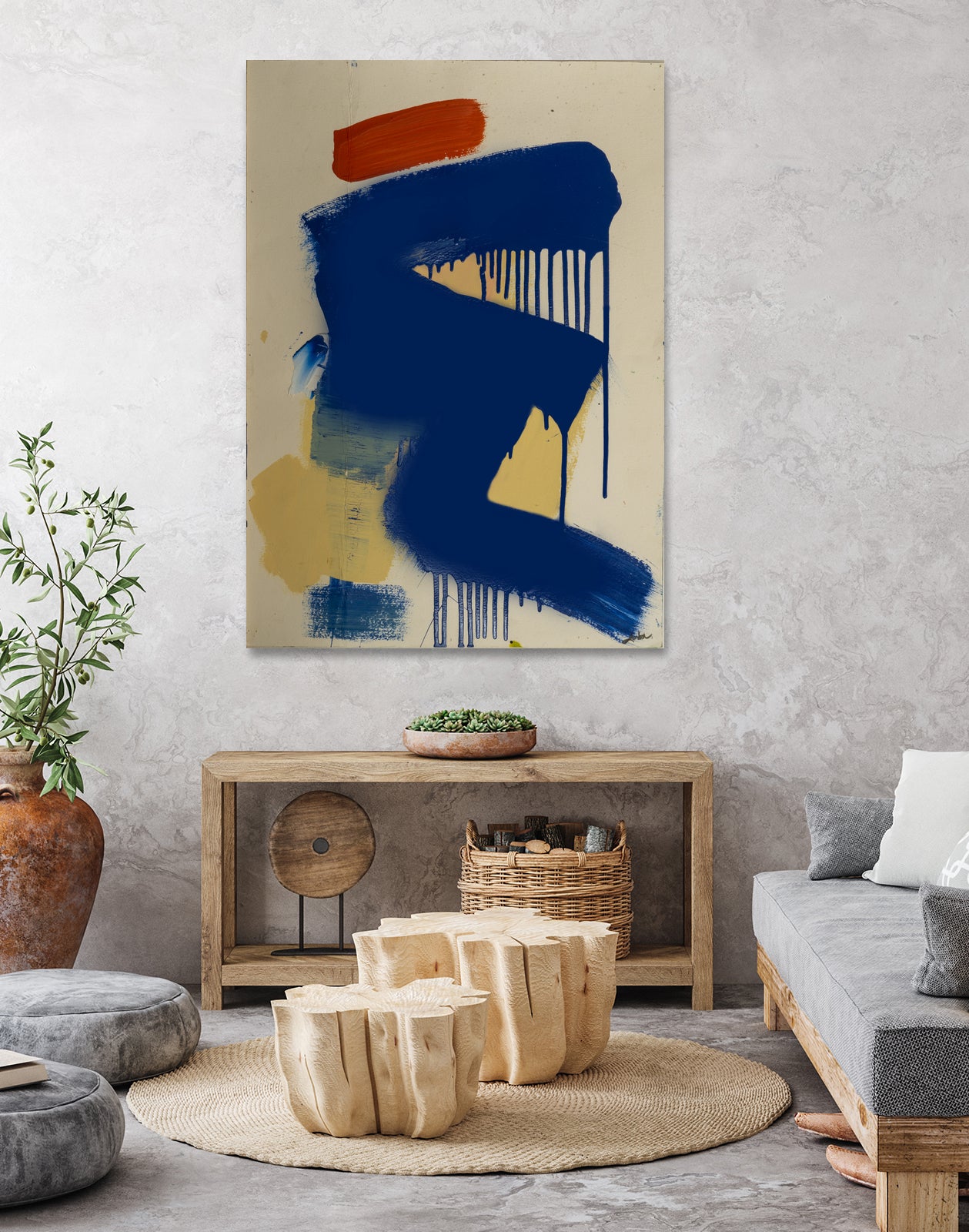 Blue and Orange No 1 by Janet London on GIANT ART - blue abstract