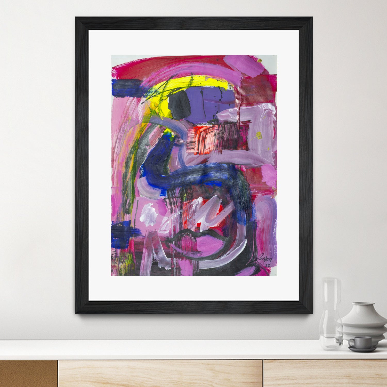 A Kiss in the Chaos by Janet London on GIANT ART - fluo pink abstract