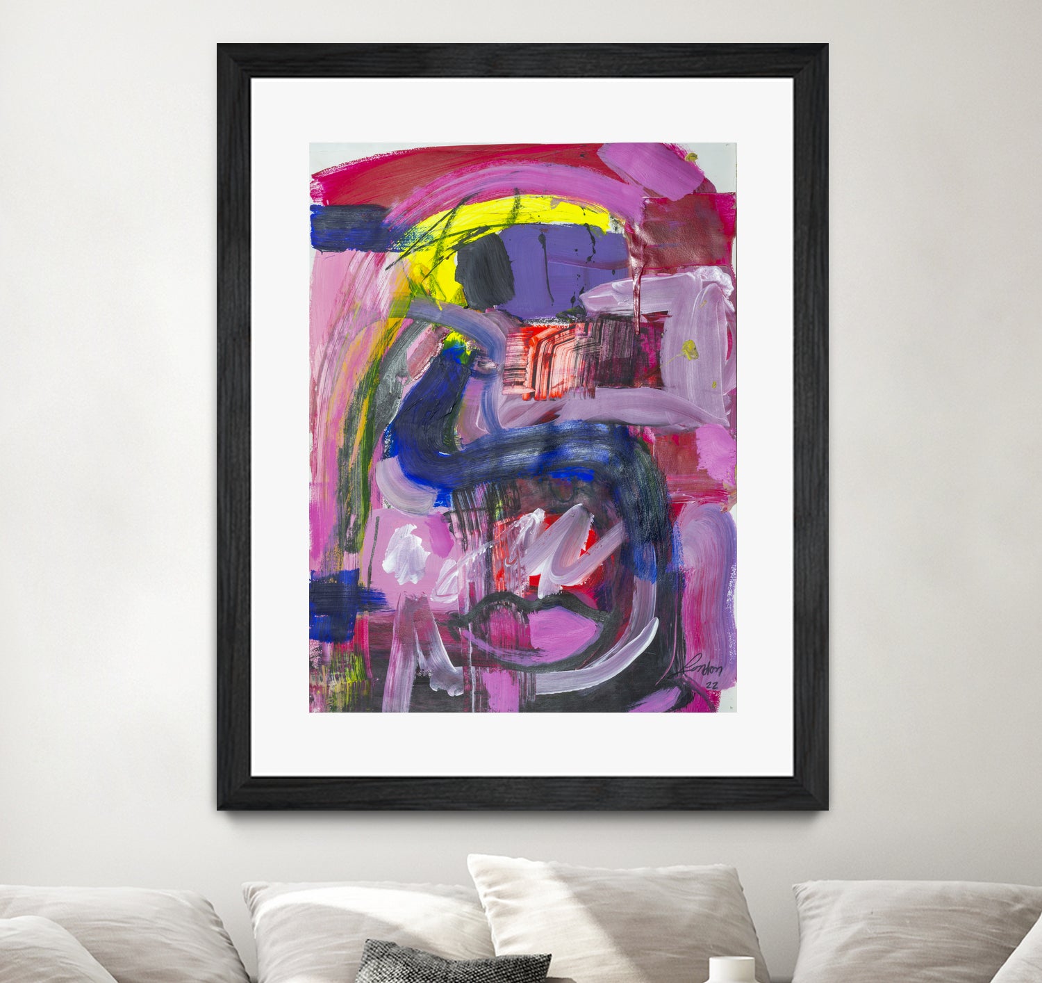 A Kiss in the Chaos by Janet London on GIANT ART - fluo pink abstract