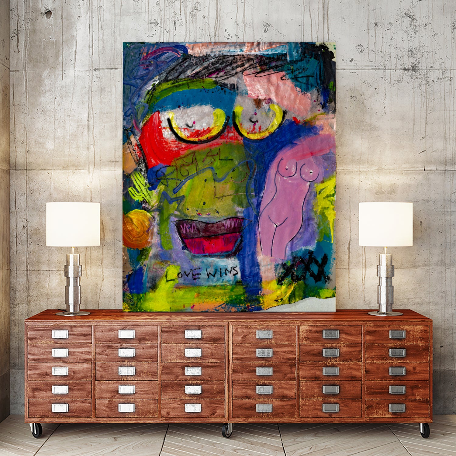 Love Wins (XXX) by Janet London on GIANT ART - flourescent colors abstract