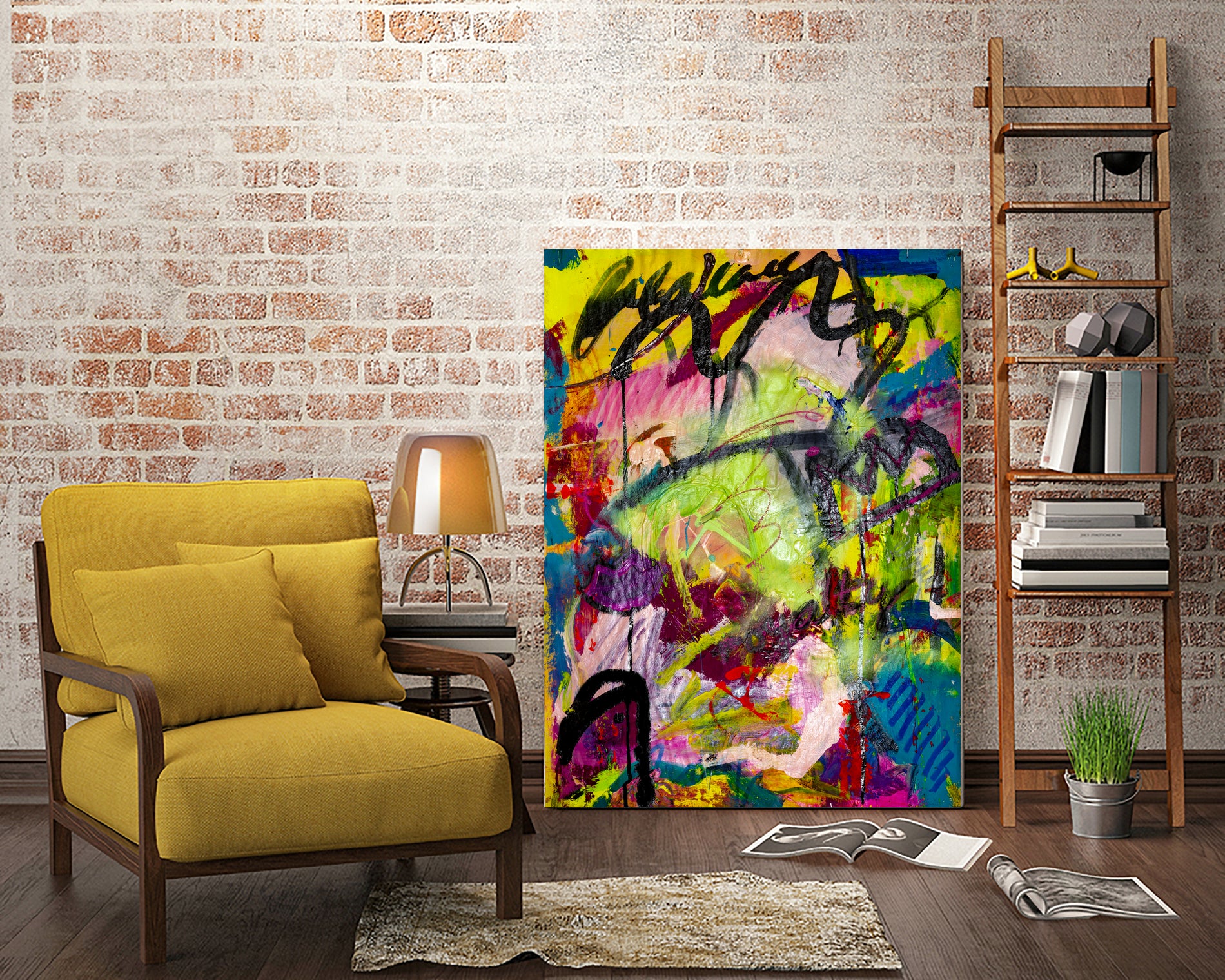 Festive Majesty by Janet London on GIANT ART - fluo yellow abstract