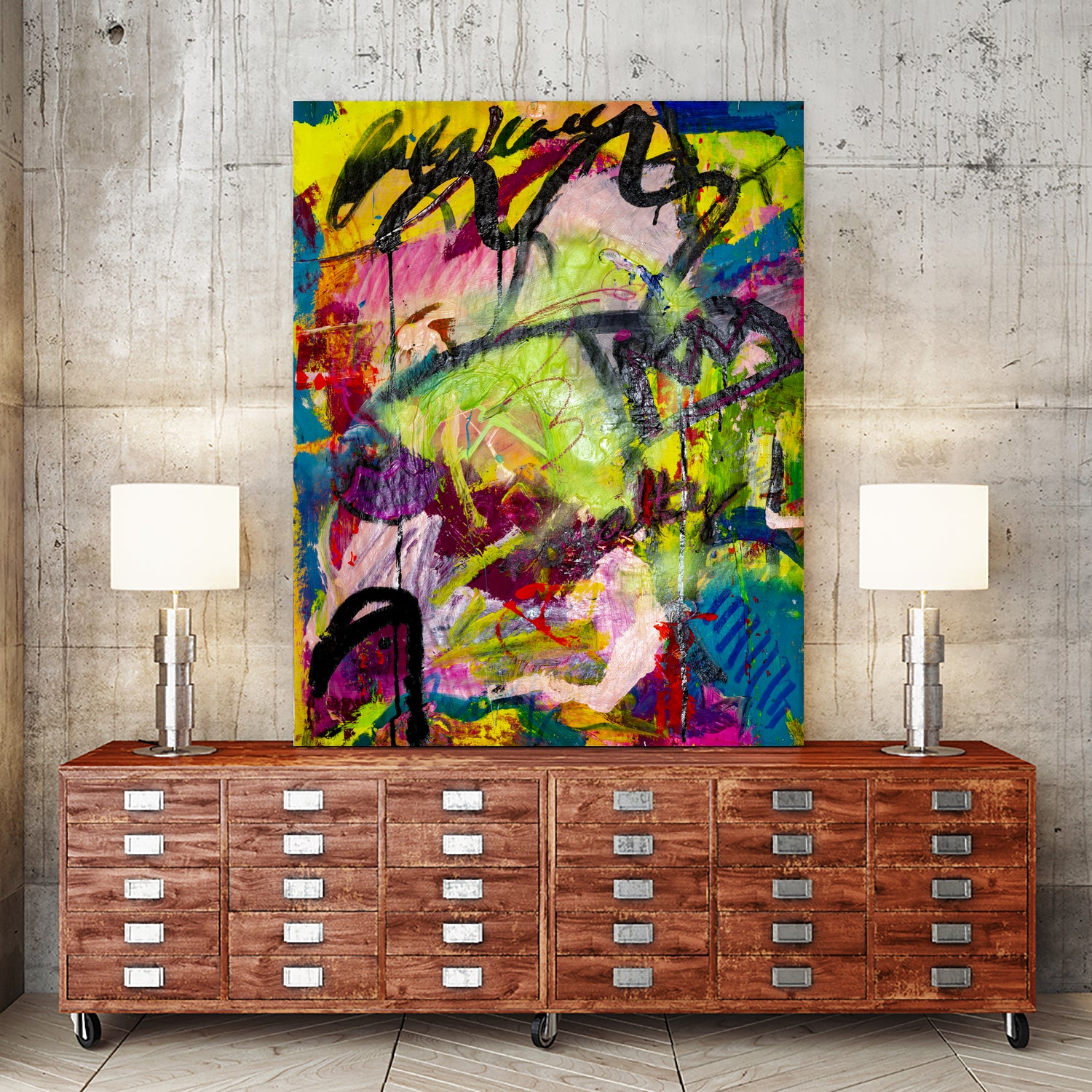 Festive Majesty by Janet London on GIANT ART - fluo yellow abstract