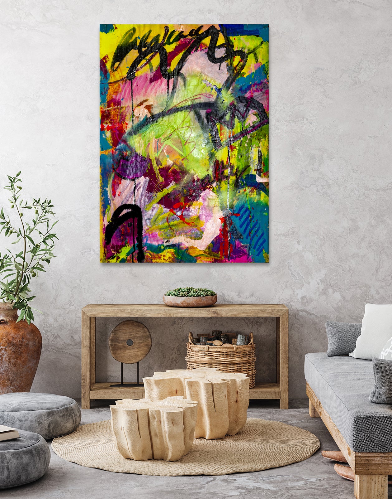Festive Majesty by Janet London on GIANT ART - fluo yellow abstract