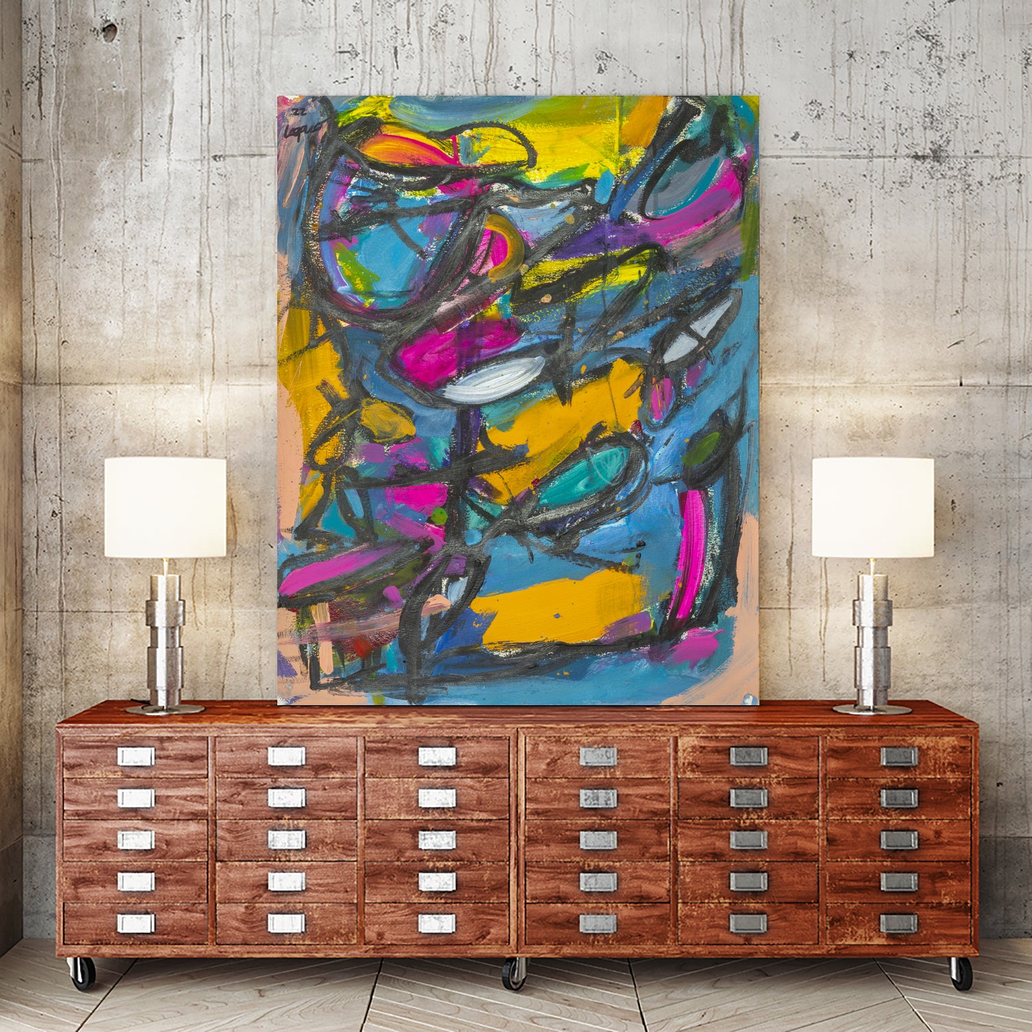 Where Helicopters and Whales Fly by Janet London on GIANT ART - blue abstract