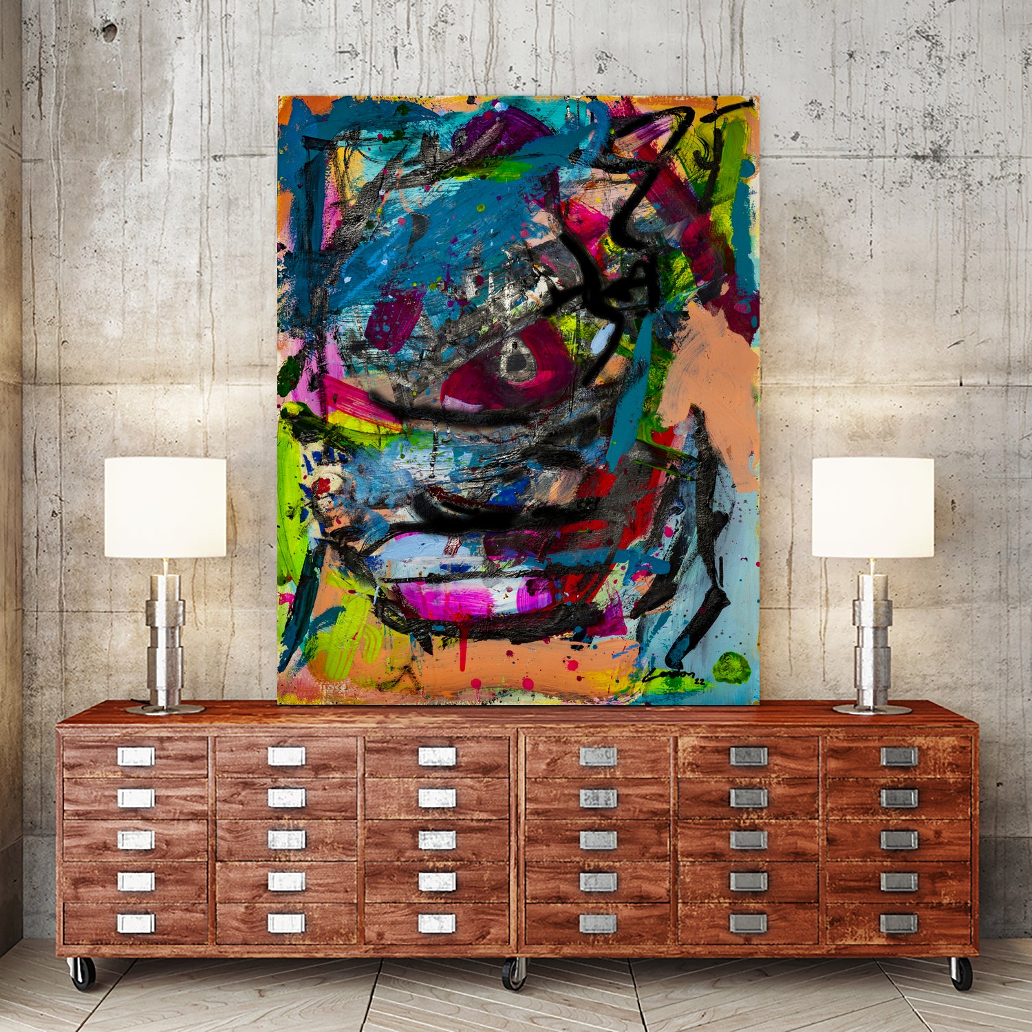 Inside the Chaos of Love by Janet London on GIANT ART - blue abstract