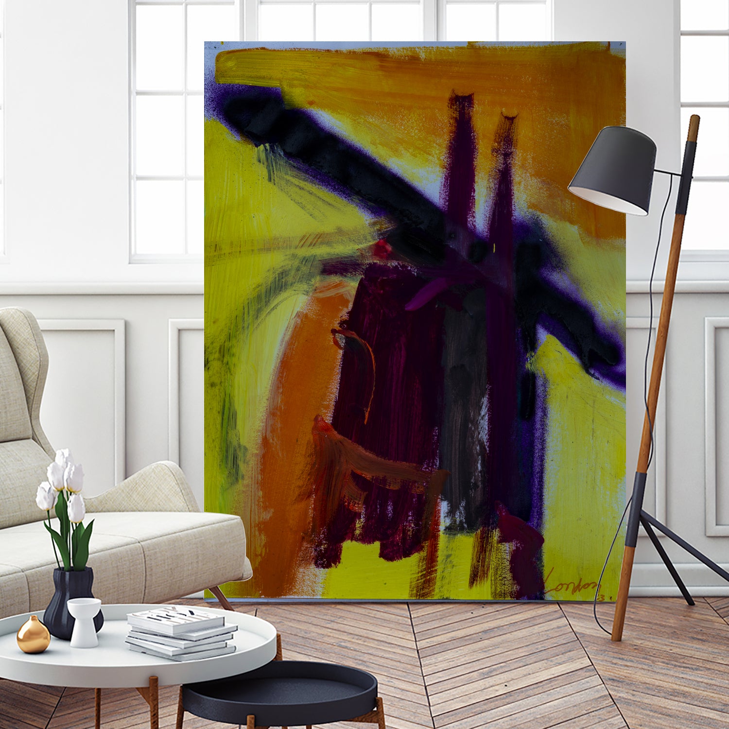 Sunset Bridge by Janet London on GIANT ART - purple abstract