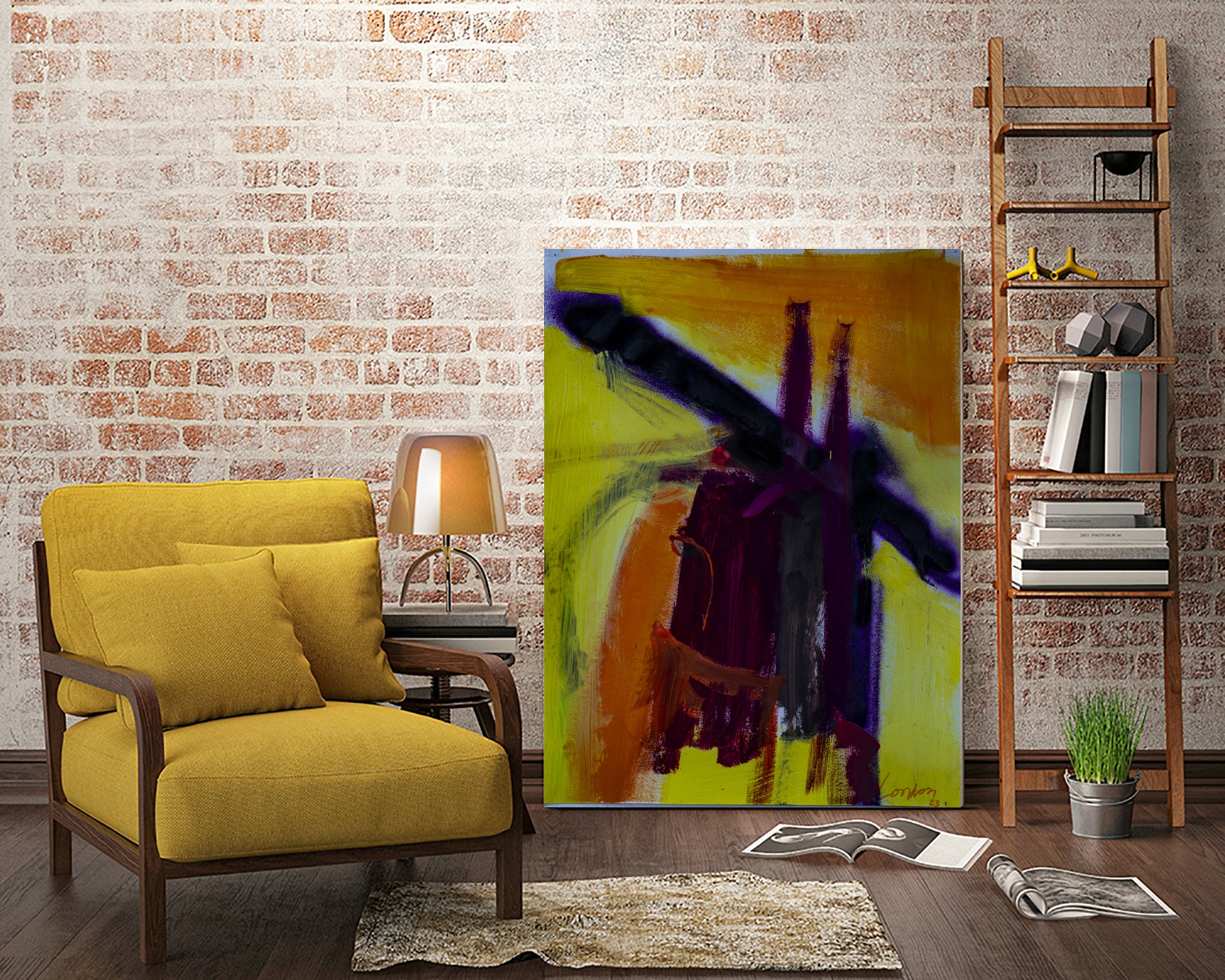 Sunset Bridge by Janet London on GIANT ART - purple abstract