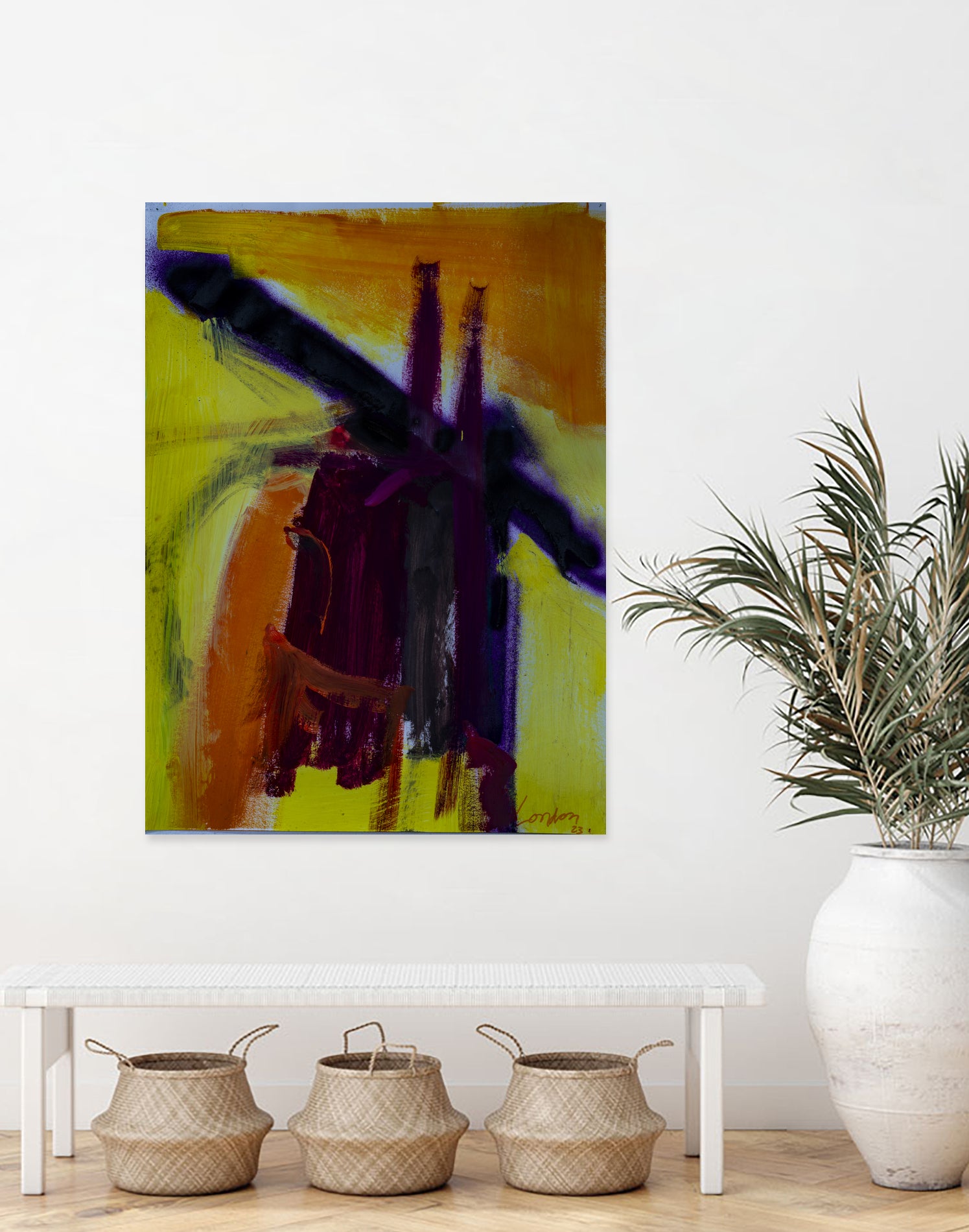 Sunset Bridge by Janet London on GIANT ART - purple abstract