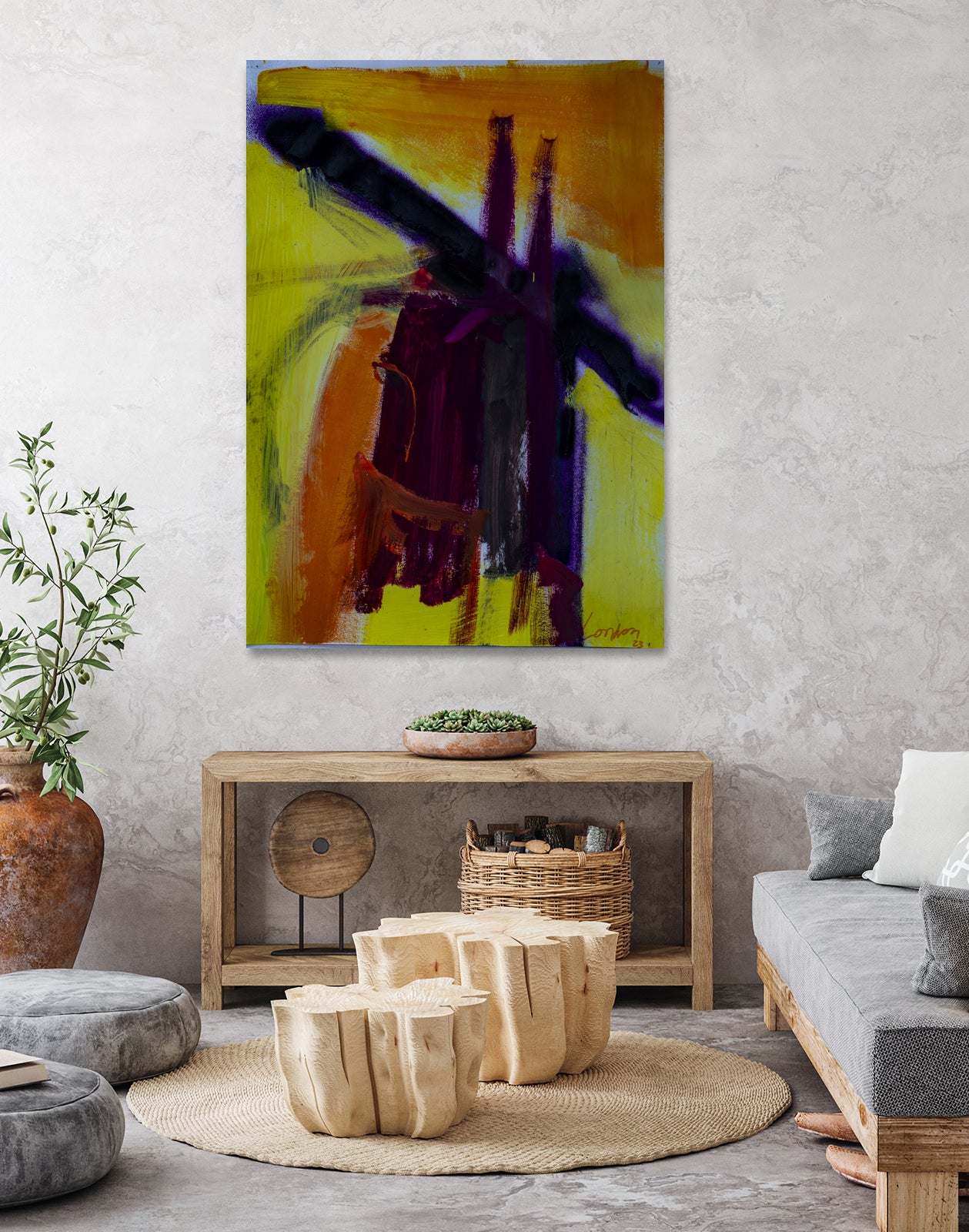 Sunset Bridge by Janet London on GIANT ART - purple abstract