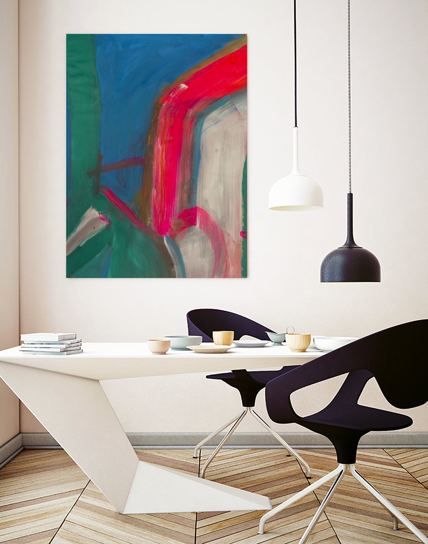 Seaport Stop by Janet London on GIANT ART - fluo pink abstract