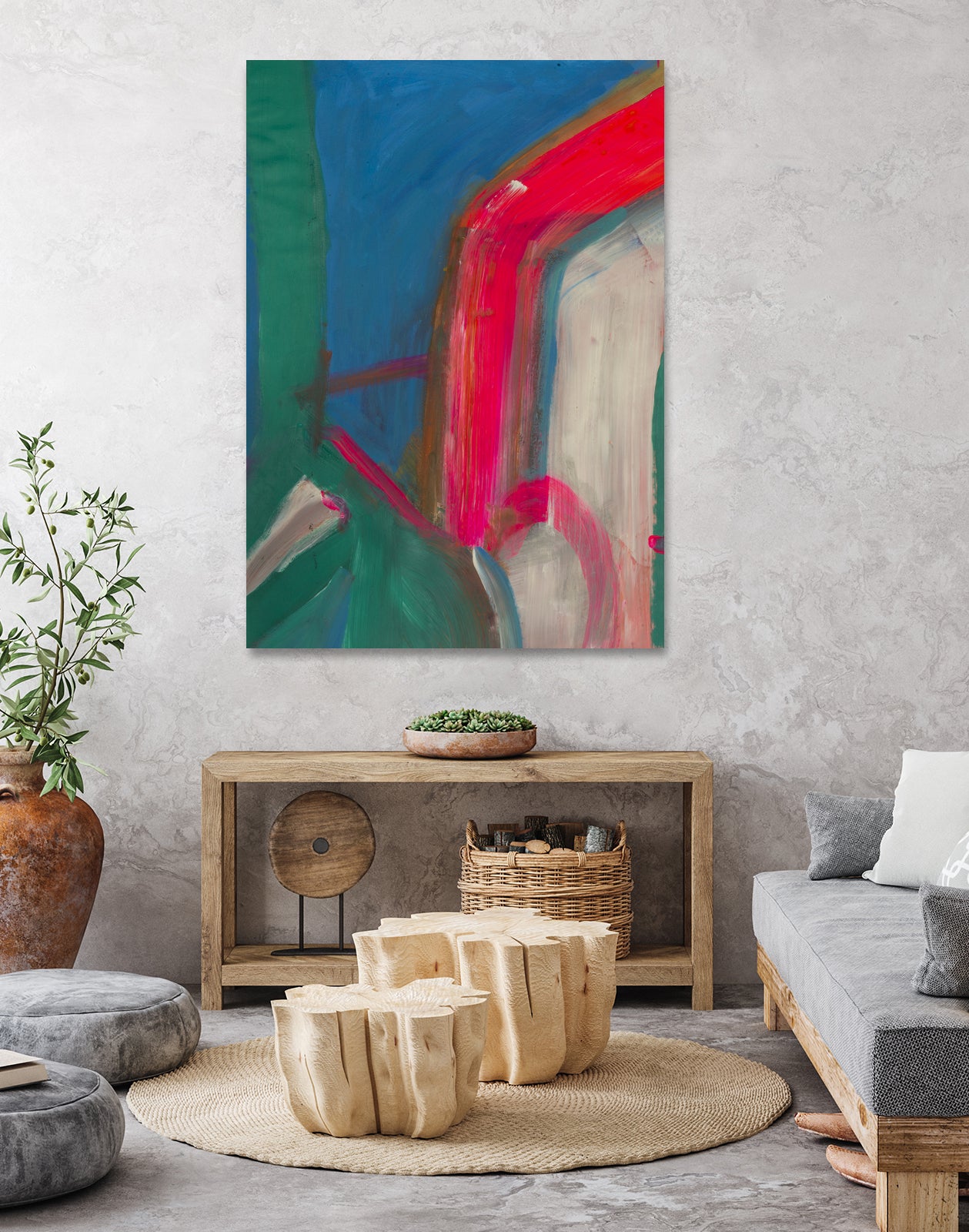 Seaport Stop by Janet London on GIANT ART - fluo pink abstract