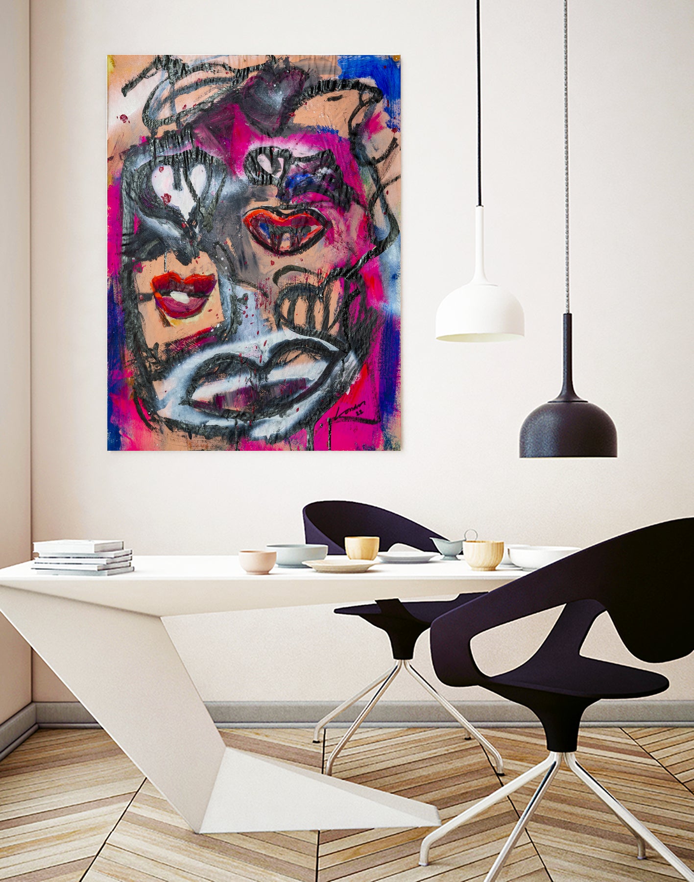 The Lips of Love by Janet London on GIANT ART - pink abstract