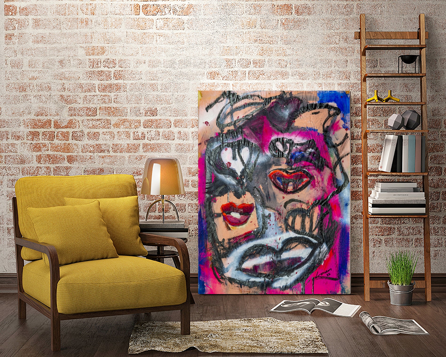 The Lips of Love by Janet London on GIANT ART - pink abstract